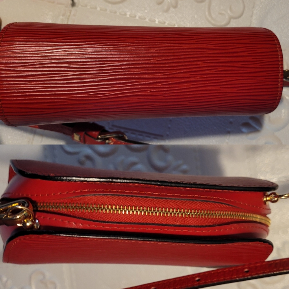 Louis Vuitton Epi Dauphine Jaune Red Clutch Toiletry Crossbody Bag Authent8c - Picture 10 of 17